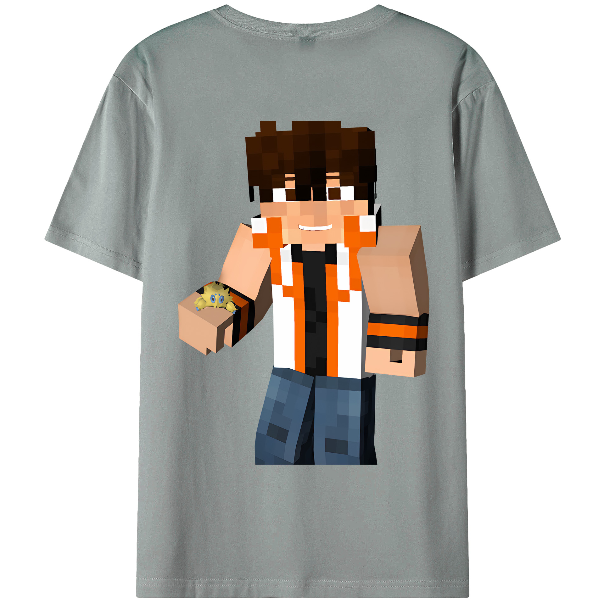 （画像用） マインクラフト ブロックの世界 Minecraft MC Block world 綿100％ メンズ半袖Tシャツ（バックプリント） 通気性